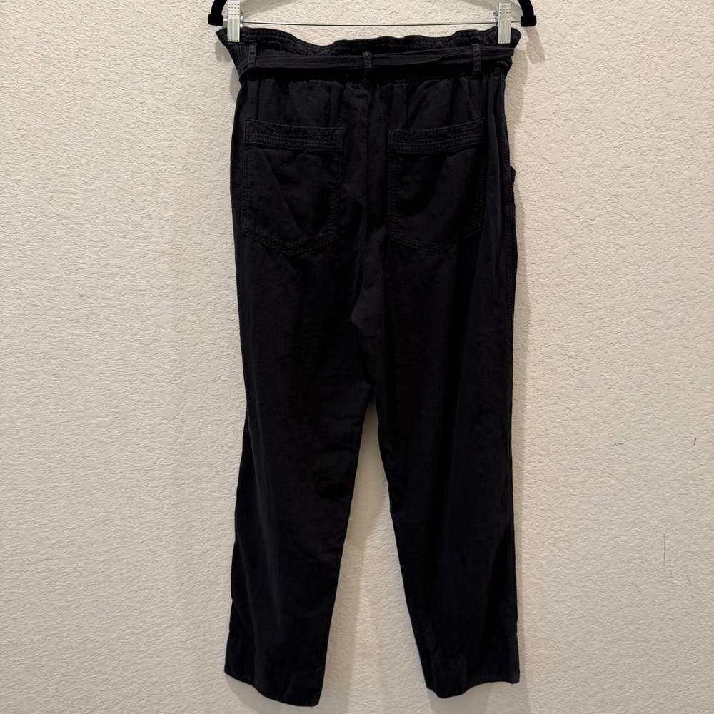 Anthropologie Black Paperbag Waist Belted Pants Small High Rise D-Ring Trousers - Picture 4 of 4